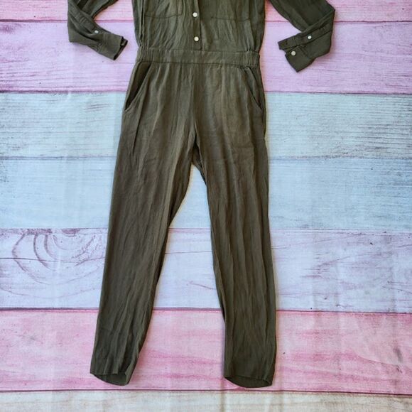 Madewell Olive Green Utility Pocket Straight Leg Pocket Jumpsuit Small - Picture 3 of 6